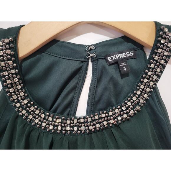 Express Women’s Hunter Green Embellished Halter Top – Size Medium - Picture 6 of 9